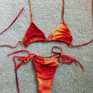 Fiery Red and Orange Bikini Set